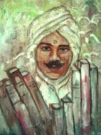Maha Kavi Subramaniya Bharathi original painting in oils by. Jayalalakshmi Satyendra. - bharathy