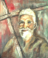 Ramana Maharishi from a painting in oils by Jayalakshmi Satyendra